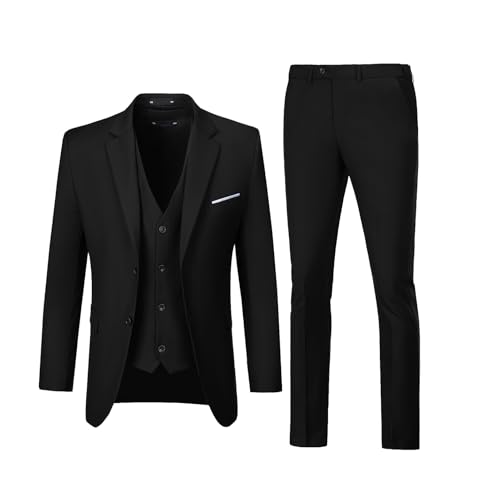 Men Suits 3 Pieces Set Slim Fit Wedding Suit Groomsmen Prom Suit Tuxedo Business Formal Casual Groom Suit Jacket Blazer Pants