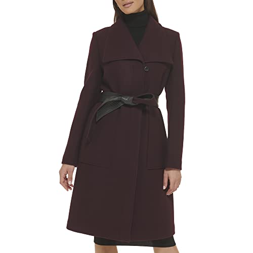 Cole Haan Womens Belted Coat Wool With Cuff Details