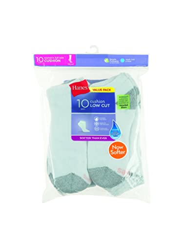 Hanes Women's Value, Low Cut Soft Moisture-Wicking Socks, 10-Packs