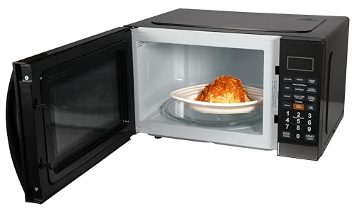 Emerson MW7601SL Compact Countertop Microwave Oven with Sleek Mirrored Finish Door 10 Power Levels, 6 Auto Menus, Glass Turntable and Child Safe Lock, 0.7 Cu. Ft, Silver