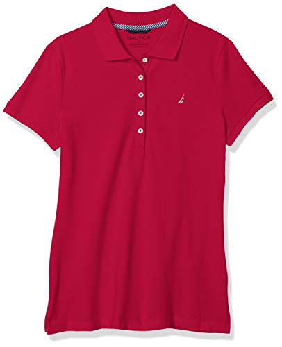 Nautica Women's 5-Button Short Sleeve Cotton Polo Shirt