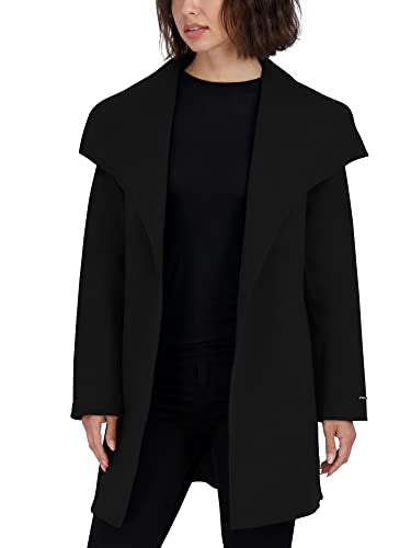 TAHARI Women's Ella Lightweight Double Face Wool Wrap Coat with Tie Belt