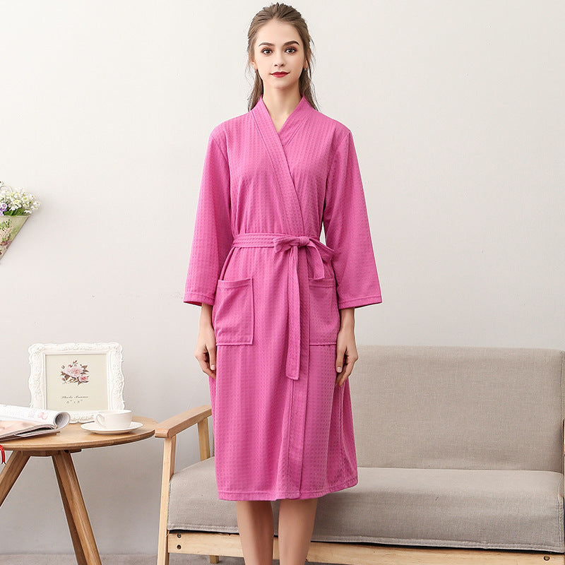 Women's Thin Couple's Nightgown Three Quarter Sleeve Bathrobe