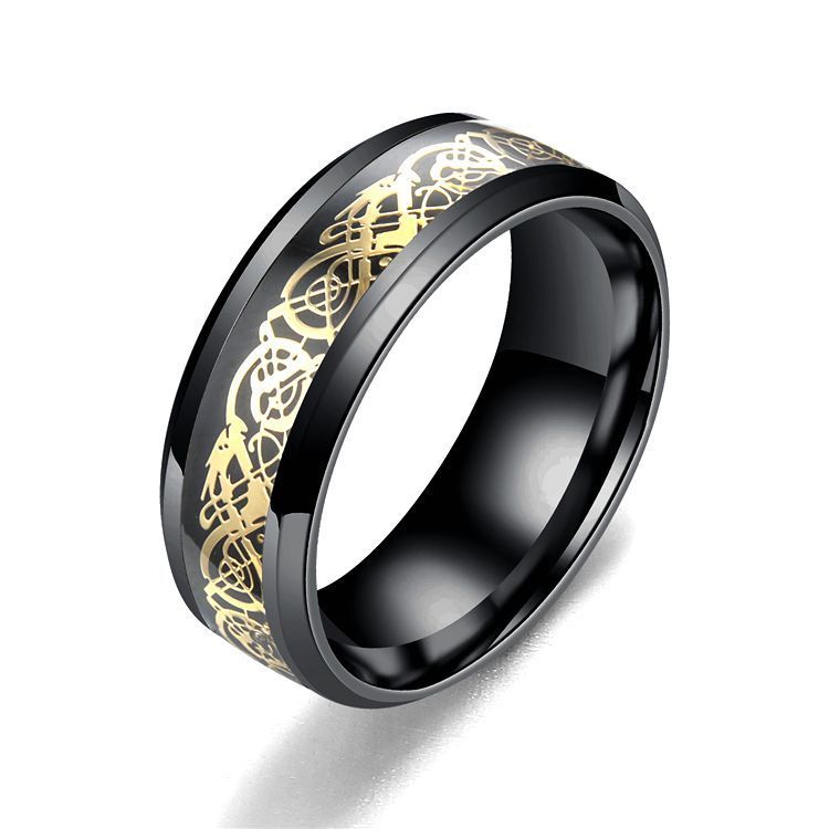 Stainless steel dragon pattern ring