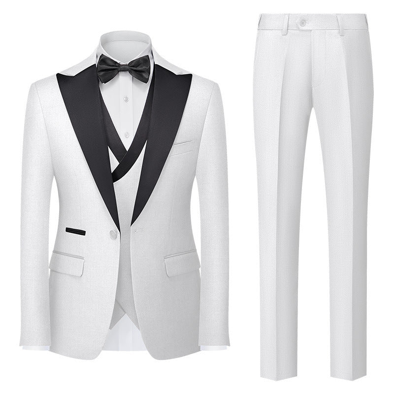 Men's New Suit Three-piece Korean-style Slim-fit Dress Suit