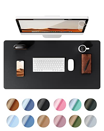 YSAGi Leather Desk Pad Protector, Office Desk Mat, Large Mouse Pad, Non-Slip PU Leather Desk Blotter, Laptop Desk Pad, Waterproof Desk Writing Pad for Office and Home (Black, 23.6" x 13.8")