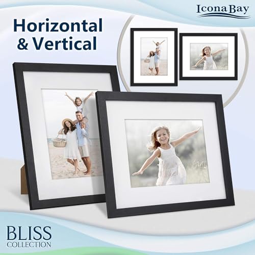 Icona Bay 5x7 Black Picture Frame, Modern Style Wood Composite Frame, Table Top or Wall Mount, Bliss Collection