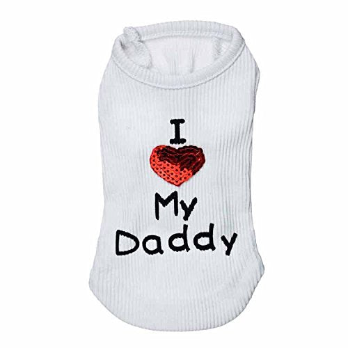 Dog Shirts Slogan Vest I Love My Daddy/Mommy Cute Heart T-Shirt Clothes for Chiuahaha Poodle Teacup Shihtzu Yorkie Bulldog Small Puppy Costume