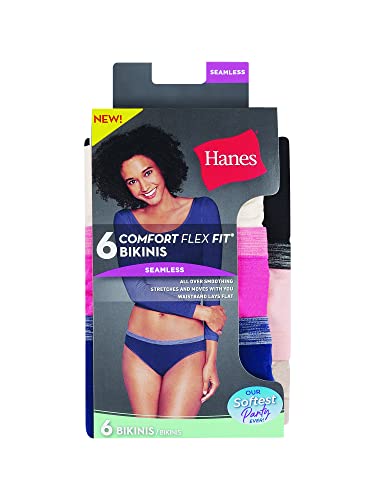 Hanes Women's Seamless Underwear Pack, Comfort Flex Fit Bikini Boyshort or Thong Panties, 6-Pack