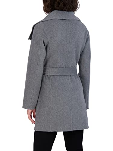 TAHARI Women's Ella Lightweight Double Face Wool Wrap Coat with Tie Belt