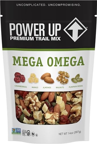 Power Up Premium Trail Mix - Mega Omega Trail Mix 14oz, Gluten Free, Vegan, Non-GMO