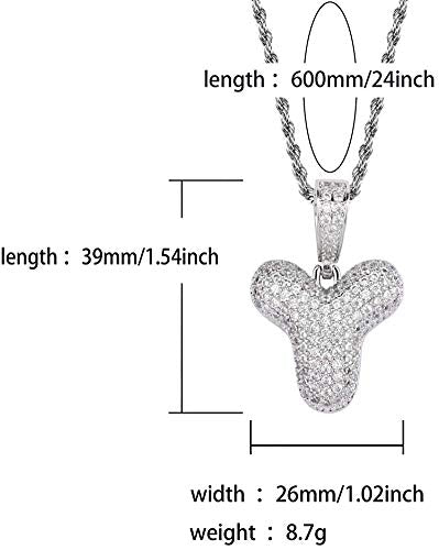 Apzzic Stainless Steel Iced Out Letter Necklace A-Z 26 Capital Initial Alphabet Name Necklace Rope Chain for Women Men Girl Gold Silver