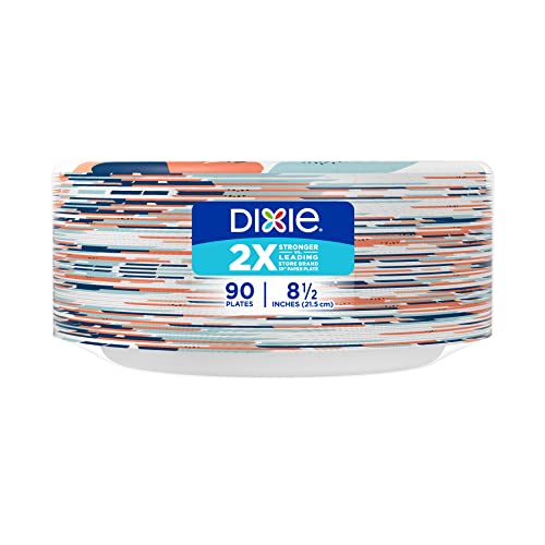 Dixie Medium Paper Plates, 8.5 Inch, 90 Count, 2X Stronger*, Microwave-Safe, Soak-Proof, Cut Resistant, Disposable Plates For Everyday Breakfast, Lunch, & Dinner Meals