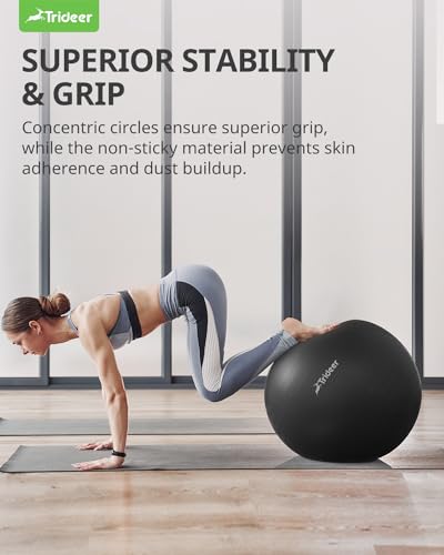 Trideer Yoga Ball Exercise Ball for Working Out, 5 Sizes Gym Ball, Birthing Ball for Pregnancy, Swiss Ball for Physical Therapy, Balance, Stability, Fitness, Office Ball Chair, Quick Pump Included