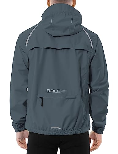 BALEAF Men's Rain Jacket Waterproof Windbreaker Running Cycling Golf Hiking Gear Hood Lightweight Reflective Packable