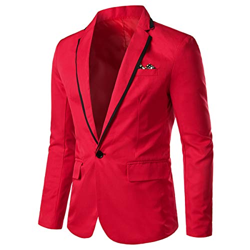 Cloudstyle Mens Casual Slim Fit Suit Jacket 1 Button Daily Blazer Business Sport Coat Tops