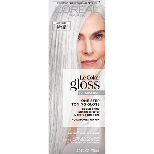 L'Oreal Paris Le Color Gloss One Step In-Shower Toning Hair Gloss, Neutralizes Brass, Conditions & Boosts Shine, Silver, 4 Ounce