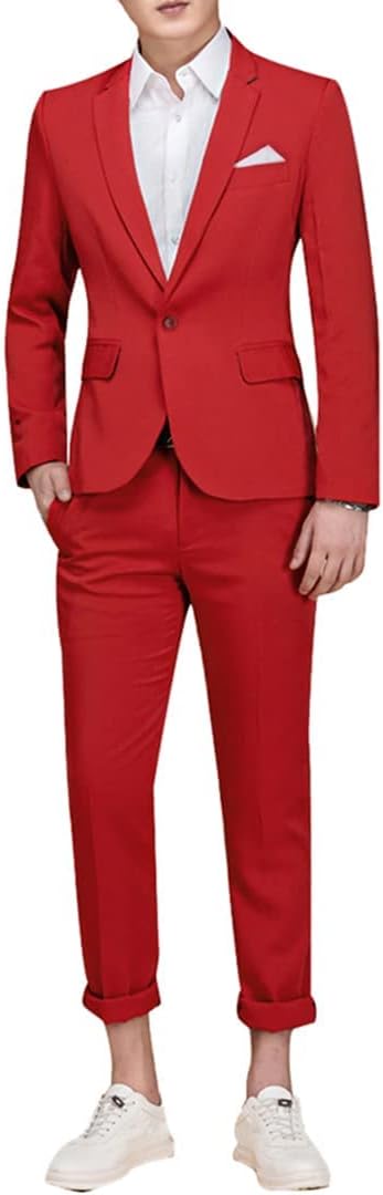 Cloudstyle Men's Suit Single-Breasted One Button Center Vent 2 Pieces Slim Fit Formal Suits