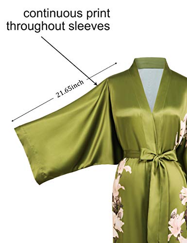 BABEYOND Kimono Robe Cover up Long Floral Satin Sleepwear Silky Bathrobe Bachelorette Robe