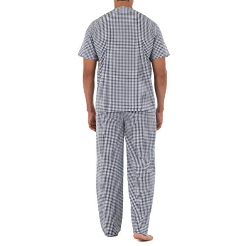 Fruit of the Loom Men's Broadcloth Short Sleeve Top and Long Pants Pajama Set