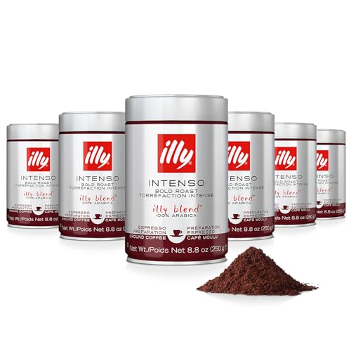 illy Ground Coffee Espresso - 100% Arabica Coffee Ground – Classico Medium Roast - Notes of Caramel, Orange Blossom & Jasmine - Rich Aromatic Profile - Precise Roast - No Preservatives – 8.8 Ounce