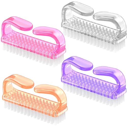 Handle Grip Nail Brush, Nail Brushes Hand Fingernail Brush Cleaner Scrubbing Kit Pedicure for Toes and Nails Men Women (4 Pack)