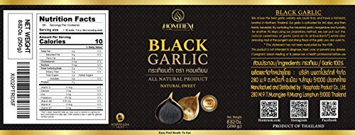 Homtiem Black Garlic 8.82 Oz (250g.), Whole Black Garlic Fermented for 90 Days, Super Foods, Non-GMOs, Non-Additives, High in Antioxidants, Ready to Eat for Snack Healthy, Healthy Recipes