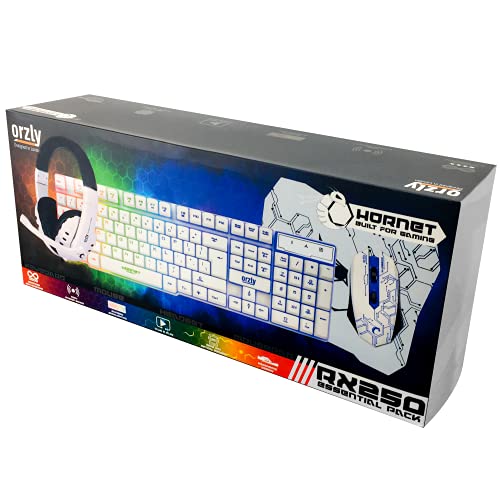 Gaming Keyboard and Mouse and Mouse pad and Gaming Headset, Wired LED RGB Backlight Bundle for PC Gamers and Xbox and PS4 Users - 4 in 1 Edition Hornet RX-250