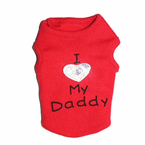 Dog Shirts Slogan Vest I Love My Daddy/Mommy Cute Heart T-Shirt Clothes for Chiuahaha Poodle Teacup Shihtzu Yorkie Bulldog Small Puppy Costume