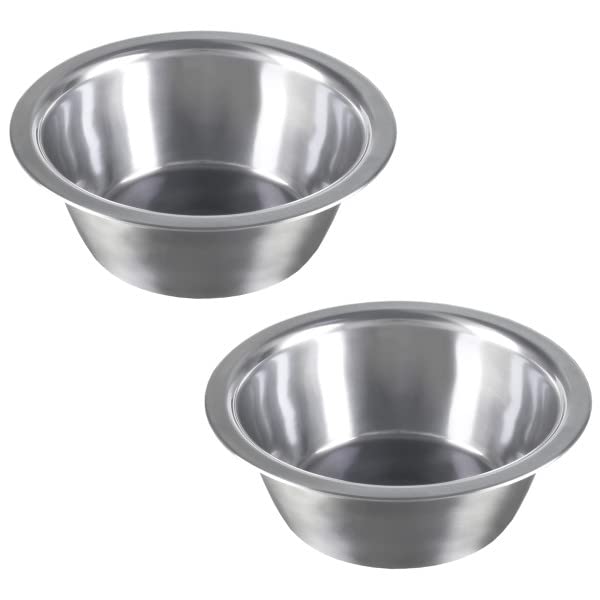 Set of 2 Stainless-Steel Dog Bowls - Cage, Kennel, and Crate Hanging Pet Bowls for Food and Water - 8oz Each and Dishwasher Safe by PETMAKER, Silver