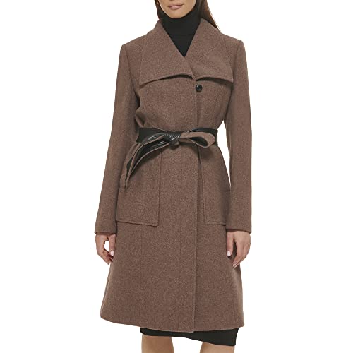 Cole Haan Womens Belted Coat Wool With Cuff Details