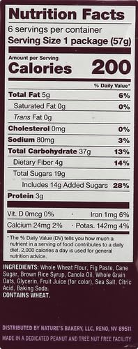 Natureâ€™s Bakery Whole Wheat Fig Bars, Blueberry, Real Fruit, Vegan, Non-GMO, Snack bar, Twin packs- 12 count