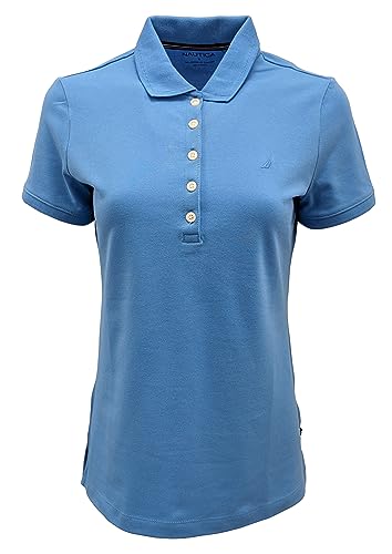 Nautica Women's 5-Button Short Sleeve Cotton Polo Shirt