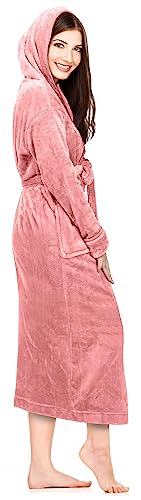 NY Threads Womens Fleece Hooded Bathrobe Plush Long Robe