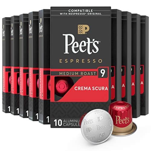 Peet's Coffee Gifts, Espresso Coffee Pods Variety Pack, Dark & Medium Roasts, Intensity 8-11, 40 Count (4 Boxes of 10 Espresso Capsules)