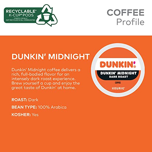 Dunkin' Original Blend Single Serve Keurig K-Cup Pods, Medium Roast Coffee, 60 Pods total (6 Boxes of 10)