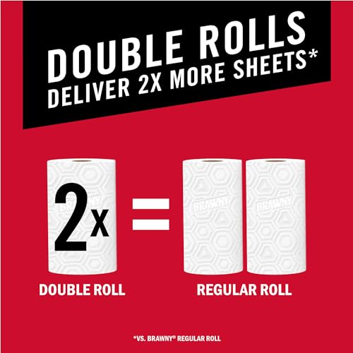 Brawny Pick-A-Size Paper Towels, 6 Double Rolls = 12 Regular Rolls, 2 Sheet Sizes (Half or Full), Strong Paper Towel For Everyday Use