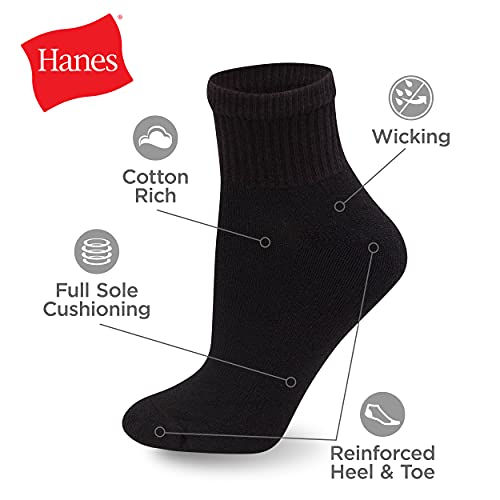 Hanes womens Value, Ankle Soft Moisture-wicking Socks, Available in 10 and 14-packs