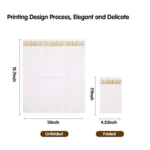 Vplus 200 Pack Paper Napkins Guest Towels Disposable Premium Quality 3-ply Dinner Napkins Disposable Soft, Absorbent, Party Napkins Wedding Napkins for Kitchen, Parties, Dinners or Events (Gold)