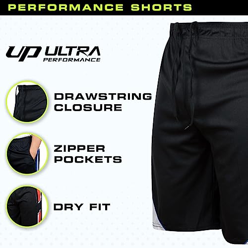 Ultra Performance Mens 5 Pack Athletic Running Shorts, Basketball Gym Workout Shorts for Men with Zippered Pockets