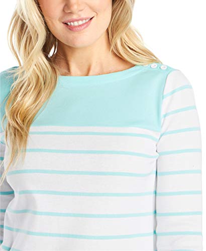 Nautica Women's Boatneck 3/4 Sleeve 100% Cotton Shirt