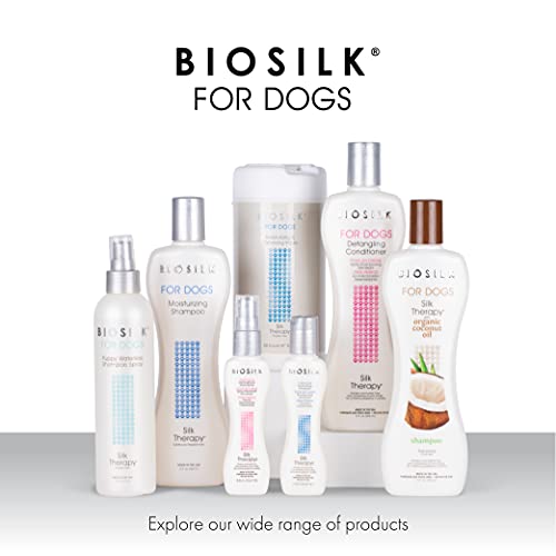 BioSilk for Dogs Silk Therapy Detangling Plus Shine Mist for Dogs | Best Detangling Spray for All Dogs & Puppies for Shiny Coats and Dematting | 8 Oz Bottle (Packaging May Vary),WHITE (Pack of 1)