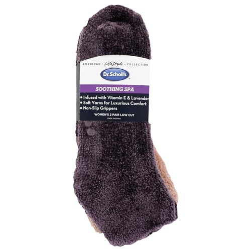 Dr. Scholl’s Women’s Fuzzy Spa Socks - Cozy Low Cut 2 & 3 Pairs - Lavender & Vitamin E Infused