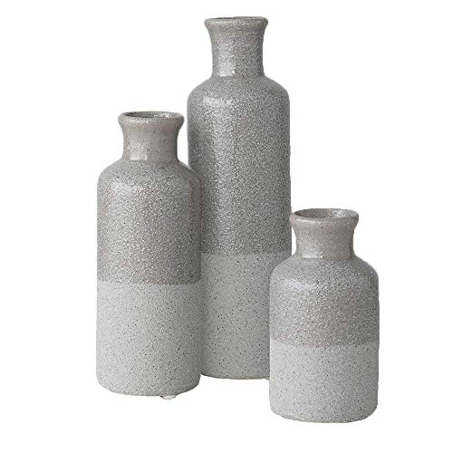 Sullivans White Ceramic Vase Set, Farmhouse Decor, Home Decorative Vase, Vases For Your Kitchen, Bedroom, Office, Living Room, Bathroom, & Shelf Centerpiece Table Decorations (CM2333)