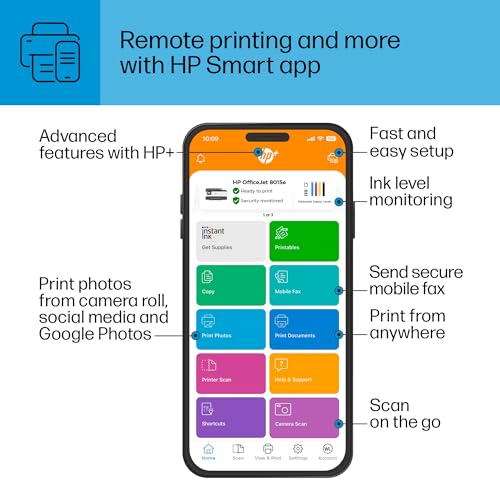 HP OfficeJet 8015e Wireless Color All-in-One Printer with 3 months of ink included