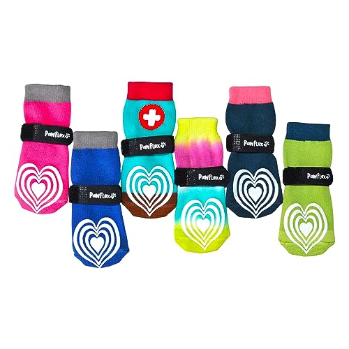 Medical First-Aid Double Sided Anti-Slip Cotton Dog Socks | PawFlex Comfy Pawz Silicone Nonslip at Inner Cuff for No Twisting or Sliding Off | Pet Paw Protection |Wound Care | Traction Control