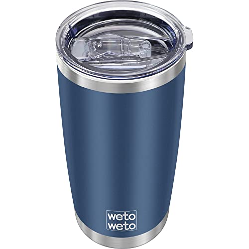 WETOWETO 20oz Tumbler, Stainless Steel Vacuum Insulated Coffee Travel Mug, Double Wall Powder Coated Insulated Coffee Mug Travel Mug with Lid Thermal Cup for Outdoor (Navy Blue, 1 Pack)