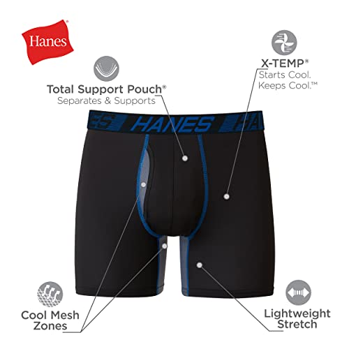 Hanes Men’s Total Support Pouch Boxer Briefs, X-Temp Cooling, Moisture-Wicking Underwear, Regular, Long-leg and Trunk, 3-Pack