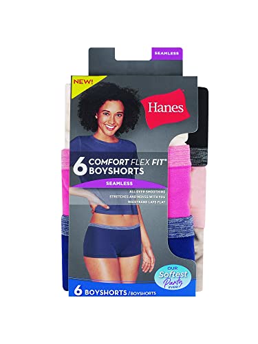 Hanes Women's Seamless Underwear Pack, Comfort Flex Fit Bikini Boyshort or Thong Panties, 6-Pack