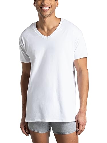 Fruit of the Loom Men's Eversoft Cotton Stay Tucked V-Neck T-Shirt